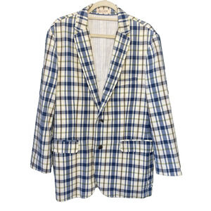 J Crew Mens Large Single Breasted Y2K Preppy Old Money Academia Plaid Sportcoat